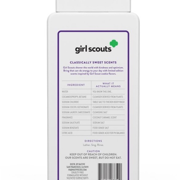 Native - Limited Edition Girl Scouts Cookies, Coconut Caramel Body Wash 18 Fl Oz - Picture 2 of 4